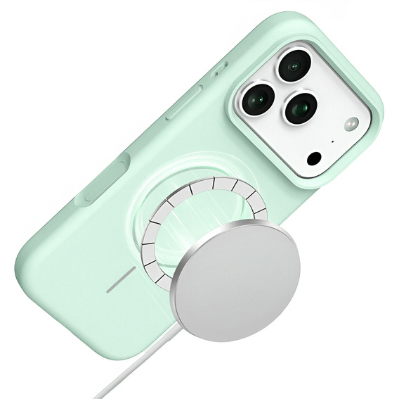 Szilikonhüvely iPhone 17 Pro készülékhez, MagSafe, ütésgátló, zöld