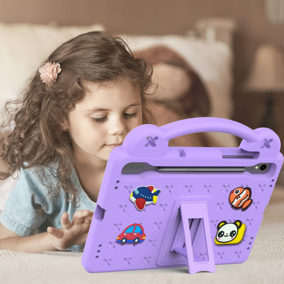 Gyermek tok Samsung Galaxy Tab S7/S8/S9, Cute Patterns, állvánnyal, lila