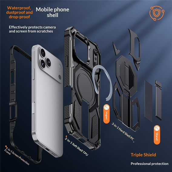 MagSafe-kompatibilis védőtok állvánnyal iPhone 17 Pro Max készülékhez