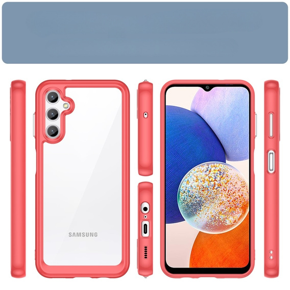 Telefontok a Samsung Galaxy A14 4G/5G, Fusion Hybrid, átlátszó / piros