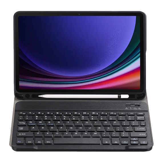 Tok + billentyűzet Samsung Galaxy Tab S9, Leather Pen Slot, fekete