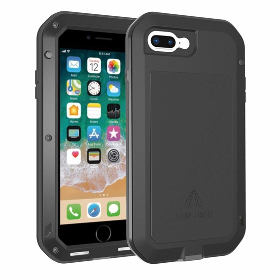 Love Mei Telefontok a iPhone 8 Plus / 7 Plus, armored with glass, fekete