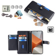 Pattintható tok a Xiaomi Redmi Note 13 Pro+, Wallet Zipper Pocket, fekete