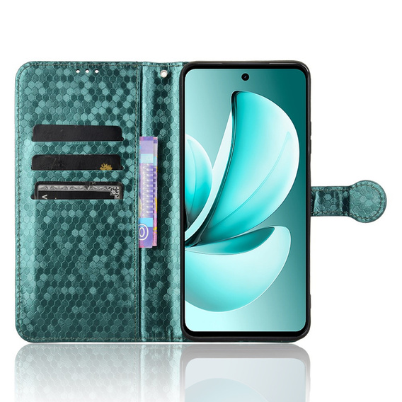 Flap tok Realme C71, Wallet Rhombus, zöld
