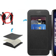 Pattintható tok a Samsung Galaxy S25, RFID Rhombus Wallet MagSafe CamShield, fekete