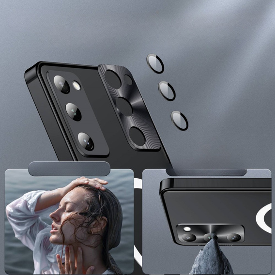 Kameravédő tok Samsung Galaxy S20 FE, CamShield MagSafe, átlátszó / fekete