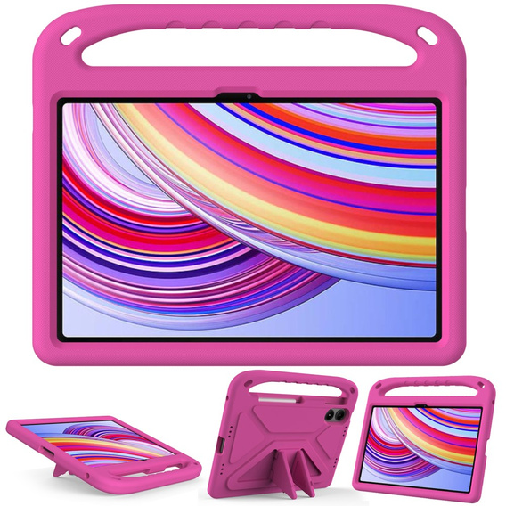 Gyermek tok Xiaomi Redmi Pad Pro / Xiaomi Poco Pad, fogantyúval, rózsaszín