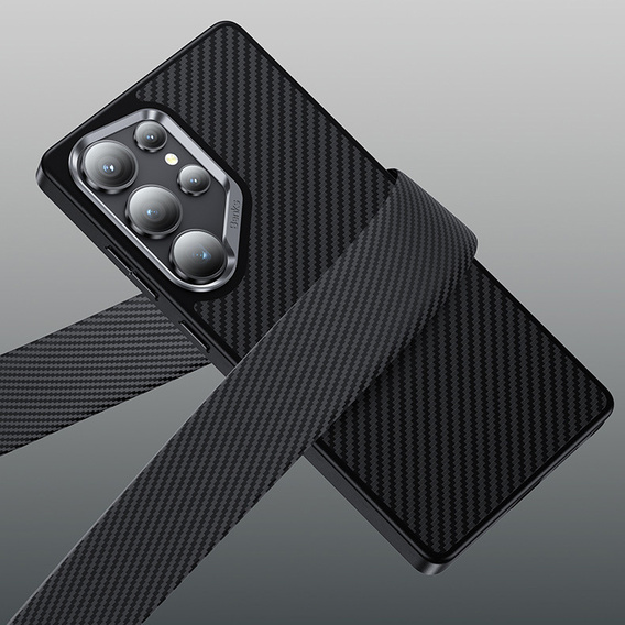 BENKS Kevlar tok Samsung Galaxy S25, MagSafe, Carbon Fiber, fekete