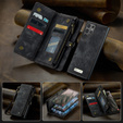 CASEME tok Samsung Galaxy S25 Ultra, Retro Leather Wallet, szíjjal, fekete