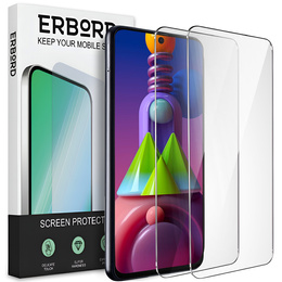 2x edzett üveg a Samsung Galaxy M51, ERBORD 9H Hard Glass a képernyőn