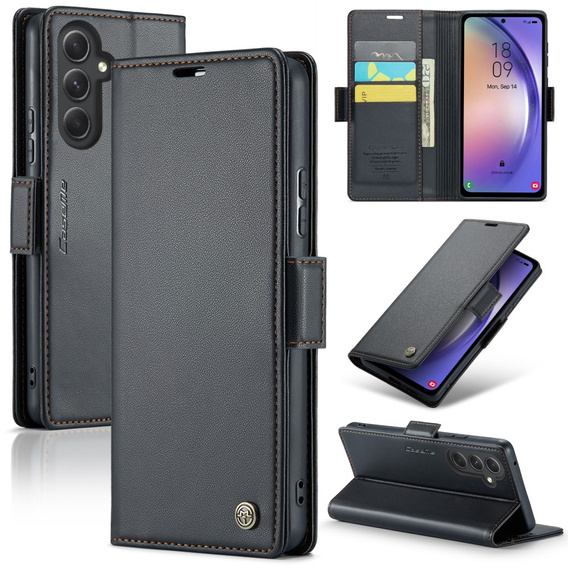 CASEME flip tok Samsung Galaxy A54 5G, Litchi Wallet, fekete