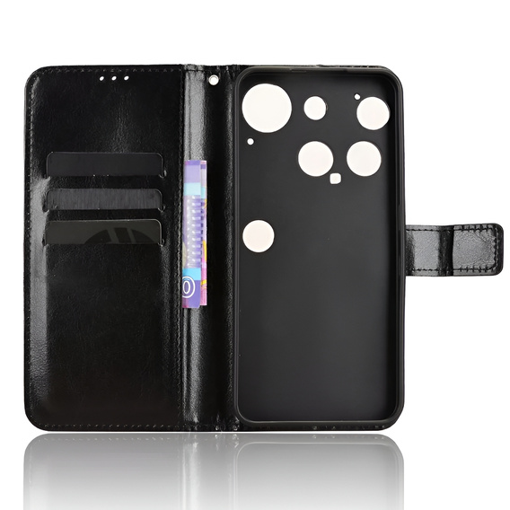 Pattintható tok a Nothing Phone 3 5G, Crazy Horse Wallet, fekete
