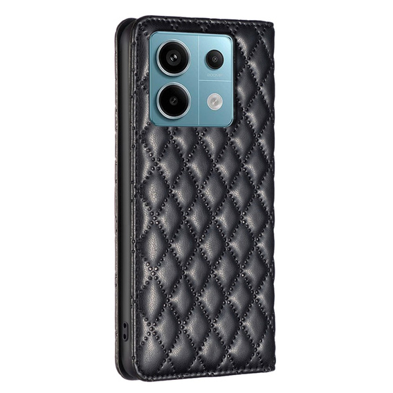 Pattintható tok a Xiaomi Redmi Note 13 Pro 4G / Xiaomi Redmi Note 14S / Xiaomi Poco M6 Pro 4G, Wallet, BINFEN COLOR, fekete