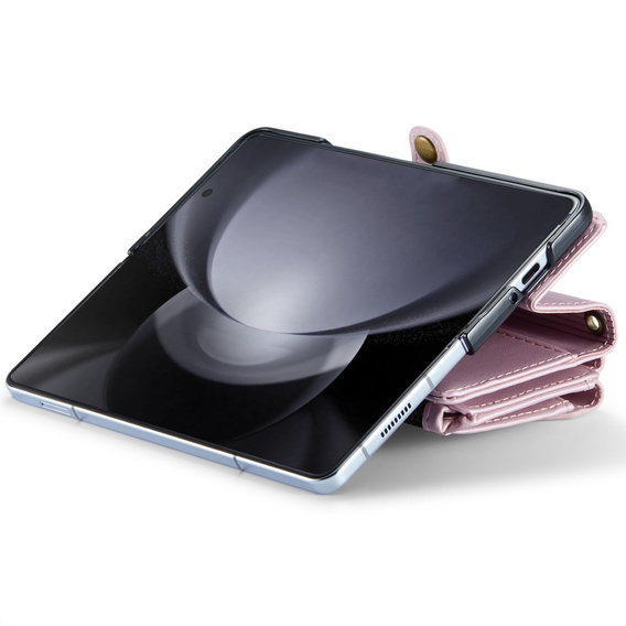 Tok CASEME Samsung Galaxy Z Fold6 5G, RFID Leather Wallet, vállpánttal, rózsaszín