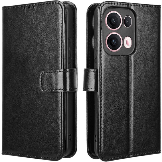 Pattintható tok a Oppo Reno 13 Pro, Crazy Horse Wallet, fekete