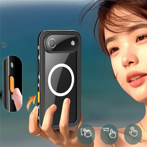 Tok iPhone Air készülékhez, vízálló IP68, SHELLBOX MagSafe, fekete