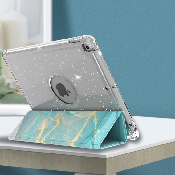 Tok iPad 10.2 2019/2020/2021, Smartcase Hybrid, tolltartó résszel, Marble kék