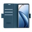 Tok Realme 12 Pro 5G / 12 Pro+ 5G, ERBORD Glossy Litchi, pénztárca patenttal, kék