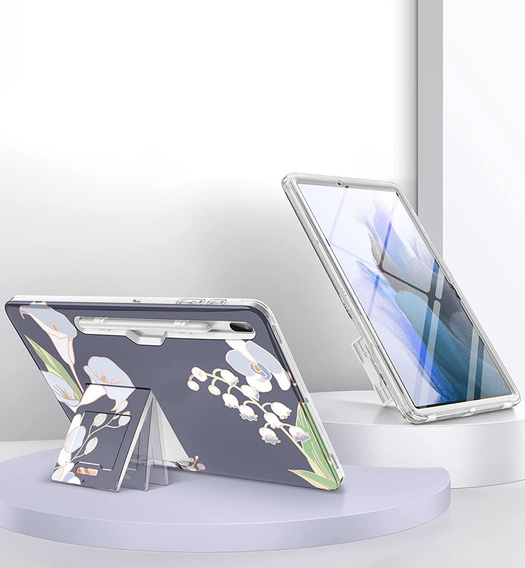 Telefontok a Samsung Galaxy Tab S7 FE, Suritch Full Body Flowers, szürke