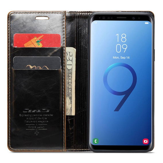 CASEME flip tok Samsung Galaxy S9+ Plus, Waxy Textured, kávé