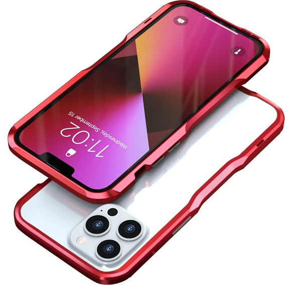 Teletok LUPHIE iPhone 13 Pro Max-hoz, Armor Bumper, piros
