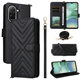 Tok patenttal a Xiaomi Redmi A5-hez, Crossbody Leather Wallet, fekete
