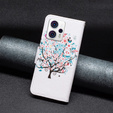 Pattintható tok a Motorola Moto G53 5G / G23 / G13, Wallet, colorful tree, fehér