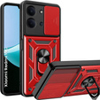 Páncélozott tok Xiaomi Redmi 15C 4G/LTE, kameravédelemmel, állvánnyal, piros színű
