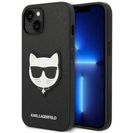 Karl Lagerfeld Telefontok a iPhone 14 Plus, Saffiano Choupette Head Patch, fekete