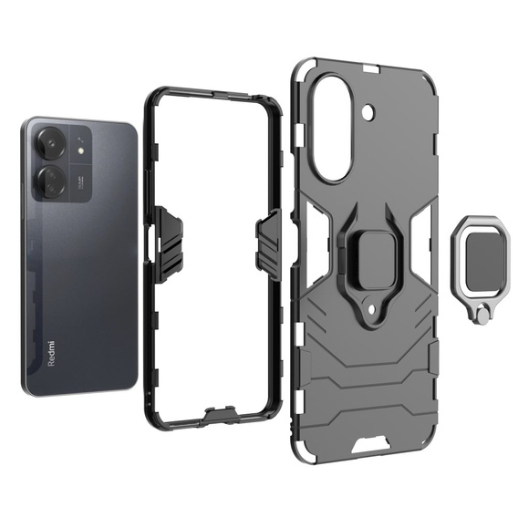 Telefontok a Xiaomi Redmi 13C / Poco C65, Kickstand Ring, fekete