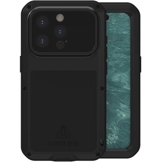 Love Mei Telefontok a iPhone 15 Pro, armored with glass, fekete