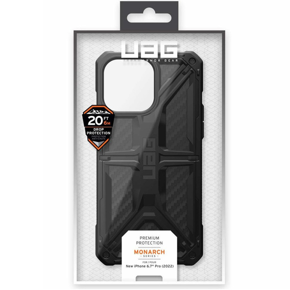 Tok Urban Armor Gear iPhone 14 Pro Max, Monarch, carbon fekete