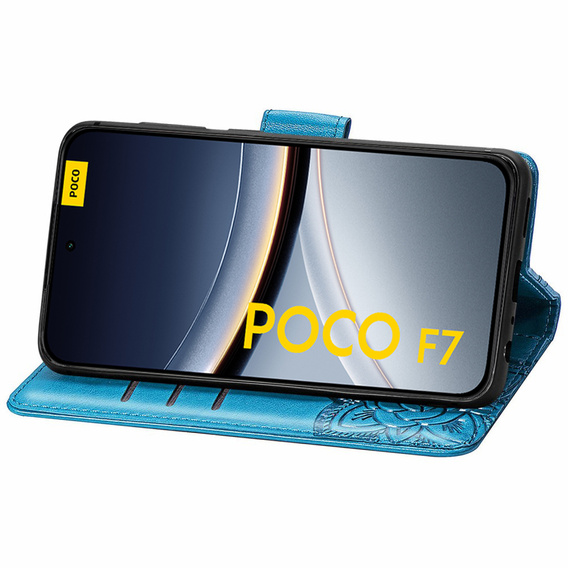 Pattintható tok a Xiaomi Poco F7, Butterfly, kék