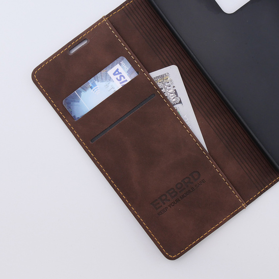 Telefontok a Xiaomi Redmi Note 12 5G / Poco X5 5G, ERBORD Vintage, pénztárca patenttal, kávé