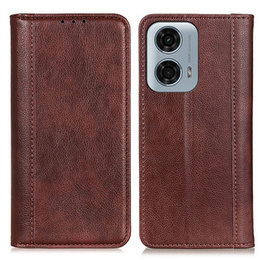 Telefontok a Motorola Moto G24 / G24 Power / G04, Wallet Litchi Leather, barna