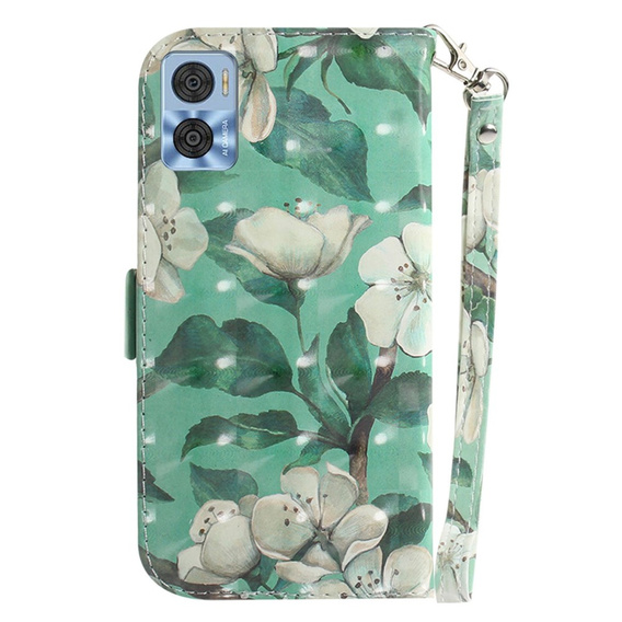 Pattintható tok a Motorola Moto E22 / E22i, Wallet, flowers, fehér