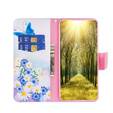 Pattintható tok a Xiaomi Redmi 13C / Poco C65, Wallet, butterfly & flowers, fehér
