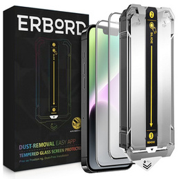 2x edzett üveg iPhone 16e / 14 / 13 / 13 Pro, ERBORD Easy App Full Screen Protector