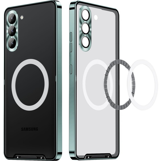 Kameravédő tok Samsung Galaxy S23, CamShield MagSafe, átlátszó / zöld