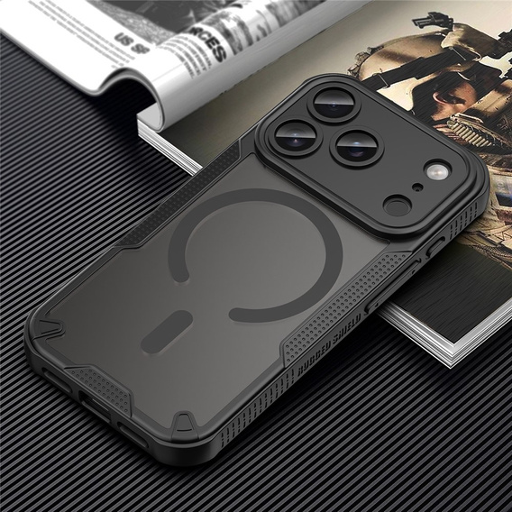 Tok iPhone 17 Pro Max készülékhez, MagSafe, páncélozott, fekete