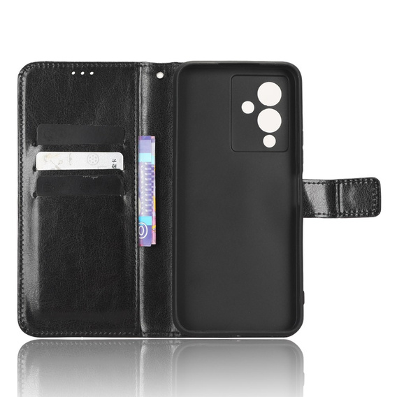 Pattintható tok a Infinix Note 12 5G, Crazy Horse Wallet, fekete