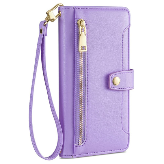 Pattintható tok a Samsung Galaxy A16, Wallet Zipper Pocket, lila