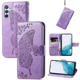 Pántos tok Samsung Galaxy A17 5G, pénztárca, pillangó, lila