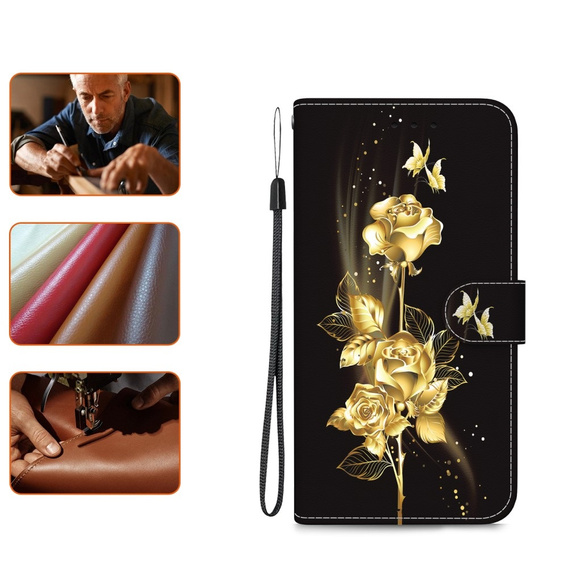 Pattintható tok a Infinix Hot 40i, Wallet, Butterfly rose