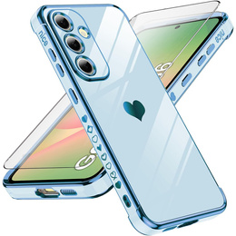 Tok Samsung Galaxy A56, Electro heart, kék + üveg 9H