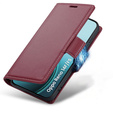 Tok Oppo Reno 14 F / 14 FS, ERBORD Glossy Litchi, pénztárca patenttal, piros
