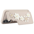 Tok Samsung Galaxy A55 5G, Leather Flower Card Slot, bézs színű
