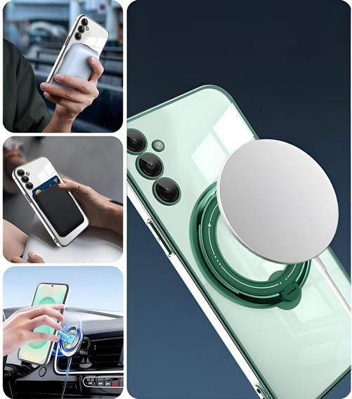 Mágneses tok Samsung Galaxy S25+ Plus készülékhez, MagSafe, zöld