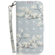Pattintható tok a Samsung Galaxy A14 4G/5G, Wallet, flowers magnolia, fehér