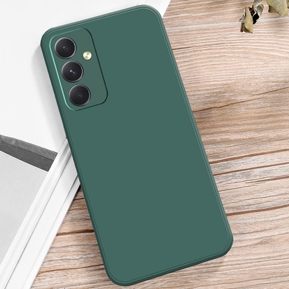 A tok Samsung Galaxy A15, Silicone Lite, sötétzöld + 9H üveg